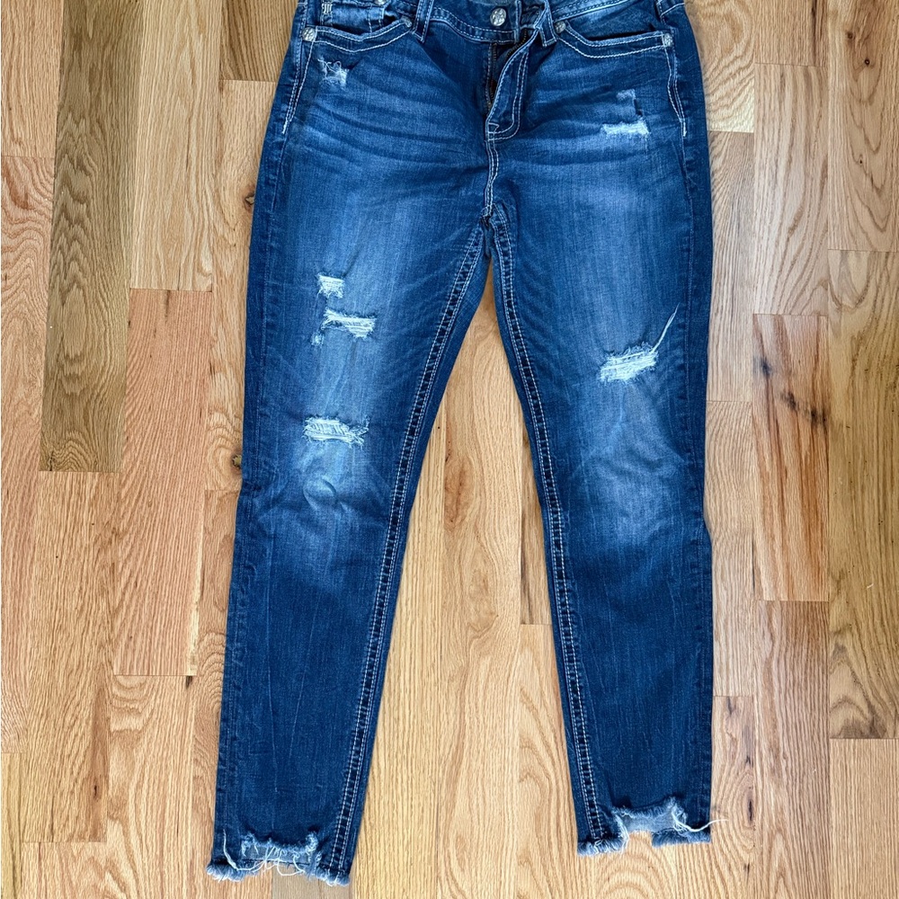 Miss Me Women’s Distressed Dark Blue Skinny Jeans